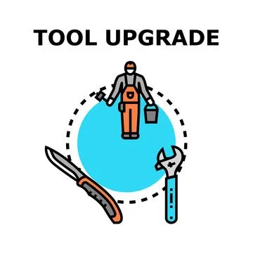 Tool upgrade concept updating working equipment illustration Stock Illustration
