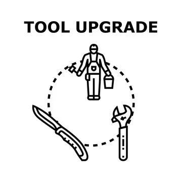 Tool upgrade concept updating working equipment illustration Stock Illustration