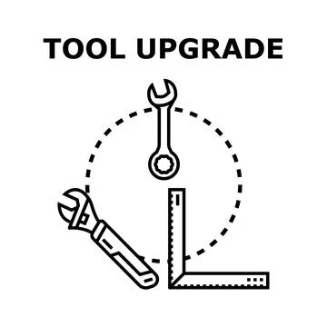 Tool upgrade concept with wrenches and square Stock Illustration