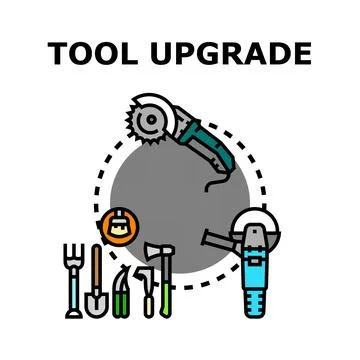 Tool upgrade process evolving from hand tools Stock Illustration