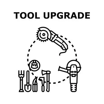 Tool upgrade process evolving from hand tools Stock Illustration