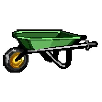 Tool wheelbarrow pixel art vector illustration Stock Illustration