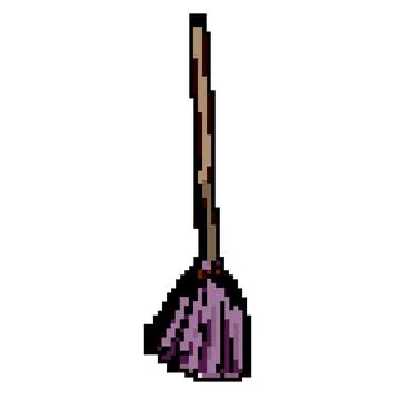 Tool witch broom game pixel art vector illustration Illustrazione stock