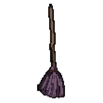 Tool witch broom pixel art vector illustration Stock Illustration