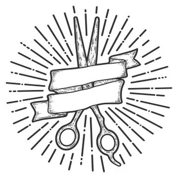 Tool wizard, hairdressing scissors. The rays of the sun, shine. Stock Illustration