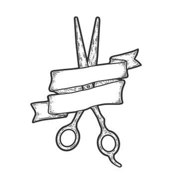 Tool wizard, hairdressing scissors. Vector engraving monochrome vintage Stock Illustration