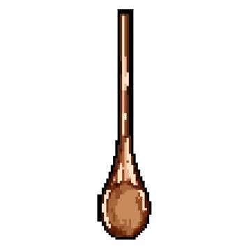 Tool wooden spoon pixel art vector illustration Illustration