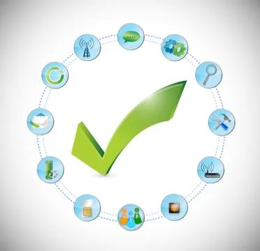 Tool working perfect concept. check mark approval Stock Illustration