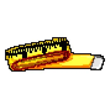 Tool yellow measuring tape game pixel art vector illustration Stock Illustration