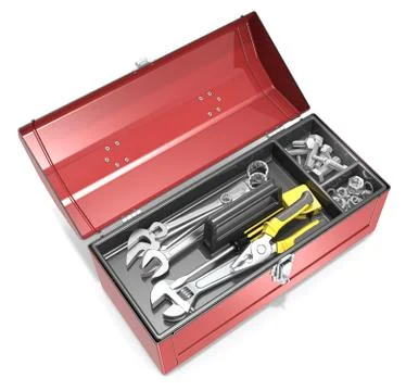 Toolbox and tools. Illustrazione stock