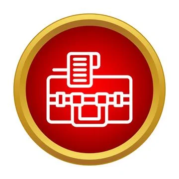 Toolbox with bill outline icon button Stock Illustration