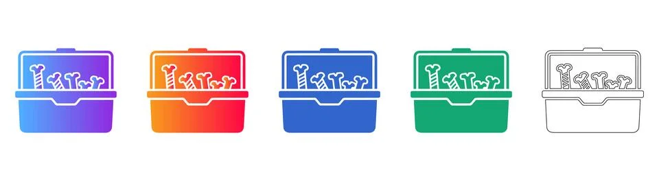 Toolbox with Bones Icons in Multiple Styles 库存插图