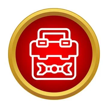 Toolbox carrying repair wrenches inside red circle Stock Illustration