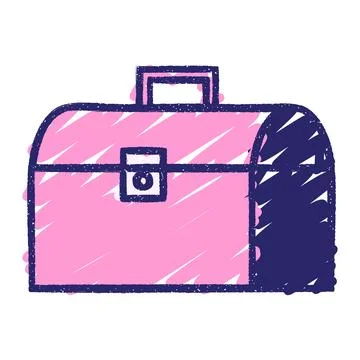 Toolbox Chalk Drawing in bright neon color Stock Illustration