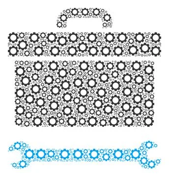 Toolbox Collage of Cogs Stock Illustration