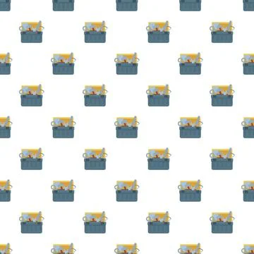 Toolbox with construction tools seamless pattern 库存插图