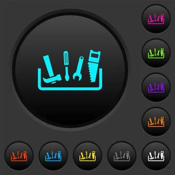 Toolbox dark push buttons with color icons Stock Illustration