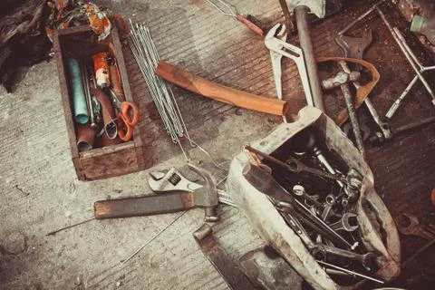 A toolbox with different instruments. Stock Photos
