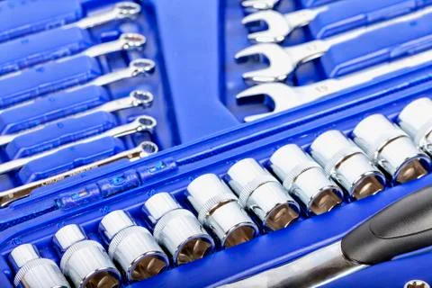 Toolbox with different types of keys Foto stock