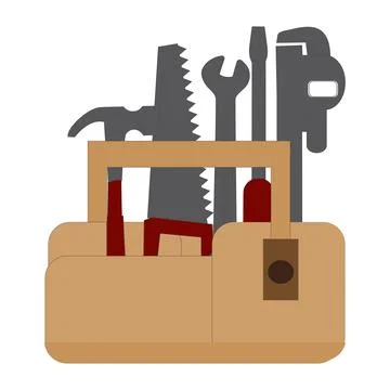 Toolbox filled with various tools in flat design vector Stock Illustration