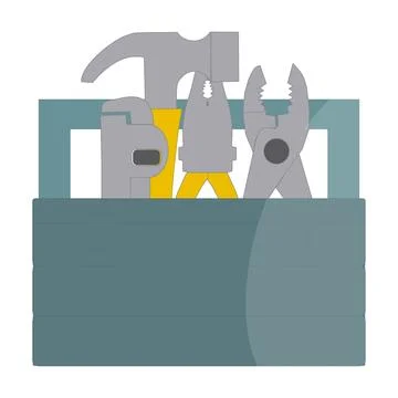 Toolbox filled with various tools in flat design vector Stock Illustration