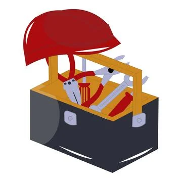 Toolbox filled with various tools in flat design vector Stock Illustration