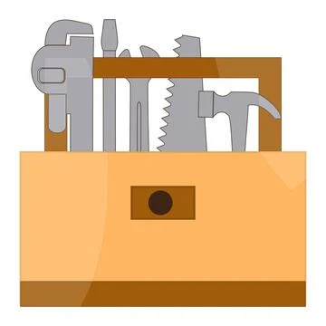Toolbox filled with various tools in flat design vector Stock Illustration
