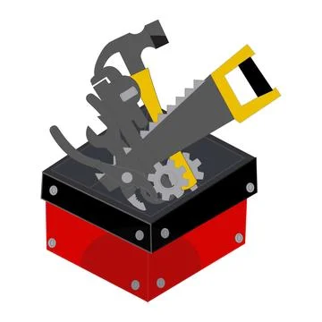 Toolbox filled with various tools in flat design vector Stock Illustration