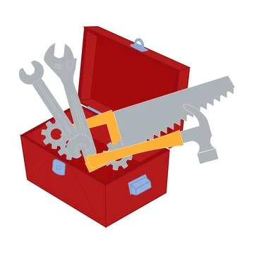 Toolbox filled with various tools in flat design vector Stock Illustration
