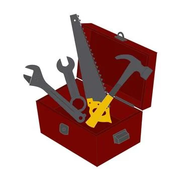 Toolbox filled with various tools in flat design vector Stock Illustration