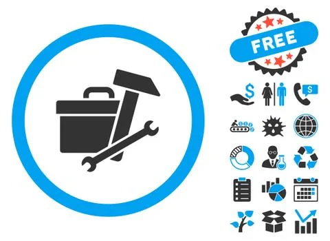 Toolbox Flat Vector Icon with Bonus Illustrazione stock