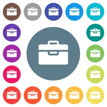 Toolbox flat white icons on round color backgrounds Illustrazione stock