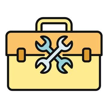 Toolbox icon with crossed wrenches for maintenance service Stock Illustration