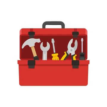 Toolbox icon in flat colorful style. Container with construction and repair.. Stock Illustration