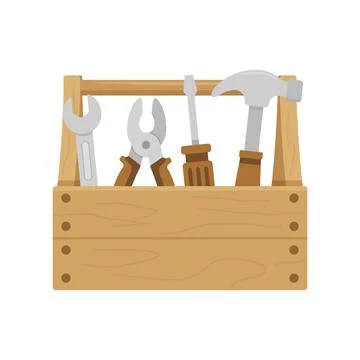 Toolbox icon in flat colorful style. Container with construction and repair.. Illustration