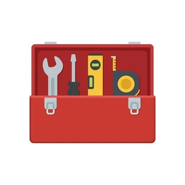 Toolbox icon in flat colorful style. Container with construction and repair.. Illustration