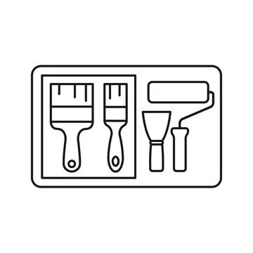 Toolbox icon in flat outline stroke style. Container with construction and .. Stock Illustration