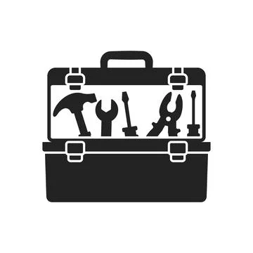 Toolbox icon in flat silhouette style. Container with construction and repa.. Stock Illustration