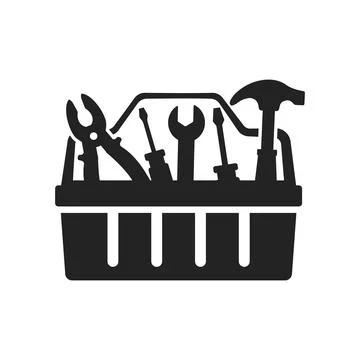 Toolbox icon in flat silhouette style. Container with construction and repa.. Stock Illustration