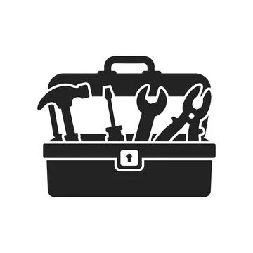 Toolbox icon in flat silhouette style. Container with construction and repa.. Illustration