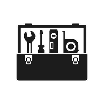 Toolbox icon in flat silhouette style. Container with construction and repa.. Stock Illustration