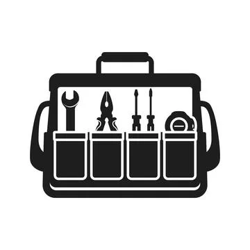 Toolbox icon in flat silhouette style. Container with construction and repa.. Stock Illustration
