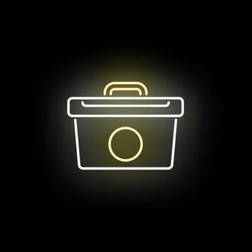 Toolbox icon glowing neon line on black background 스톡 일러스트