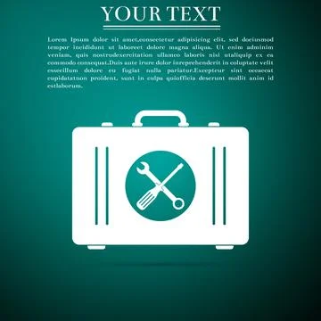Toolbox icon isolated on green background. Flat design. Vector Illustration Stock Illustration