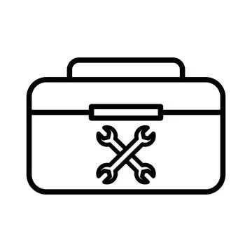 Toolbox icon linear logo mark in black and white Stock Illustration