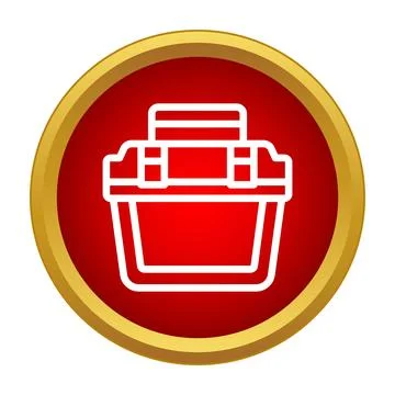 Toolbox icon on red circle with golden border Stock Illustration