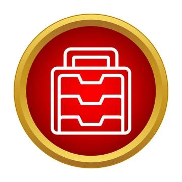 Toolbox icon in a red circle with a golden border Stock Illustration