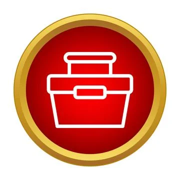 Toolbox icon on a red round button Stock Illustration
