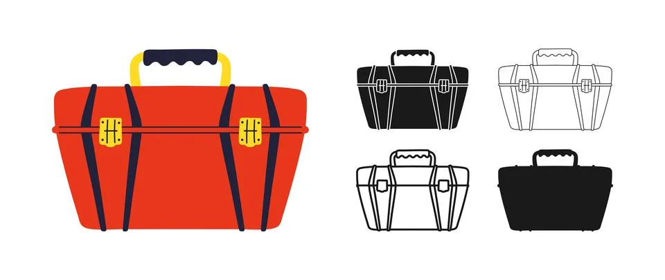 Toolbox icon symbol set plastic container for repair tools builder simple sign Stock Illustration