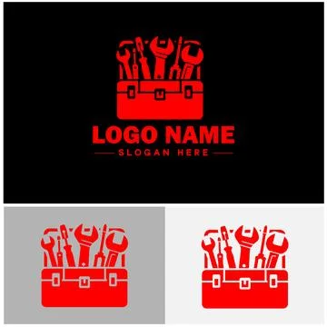 Toolbox icon Tool chest Tool kit Tool cabinet flat logo sign symbol editabl.. Illustration